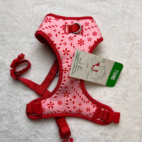 Other - Festive Christmas Holiday Candy Cane Dog Harness Small Red